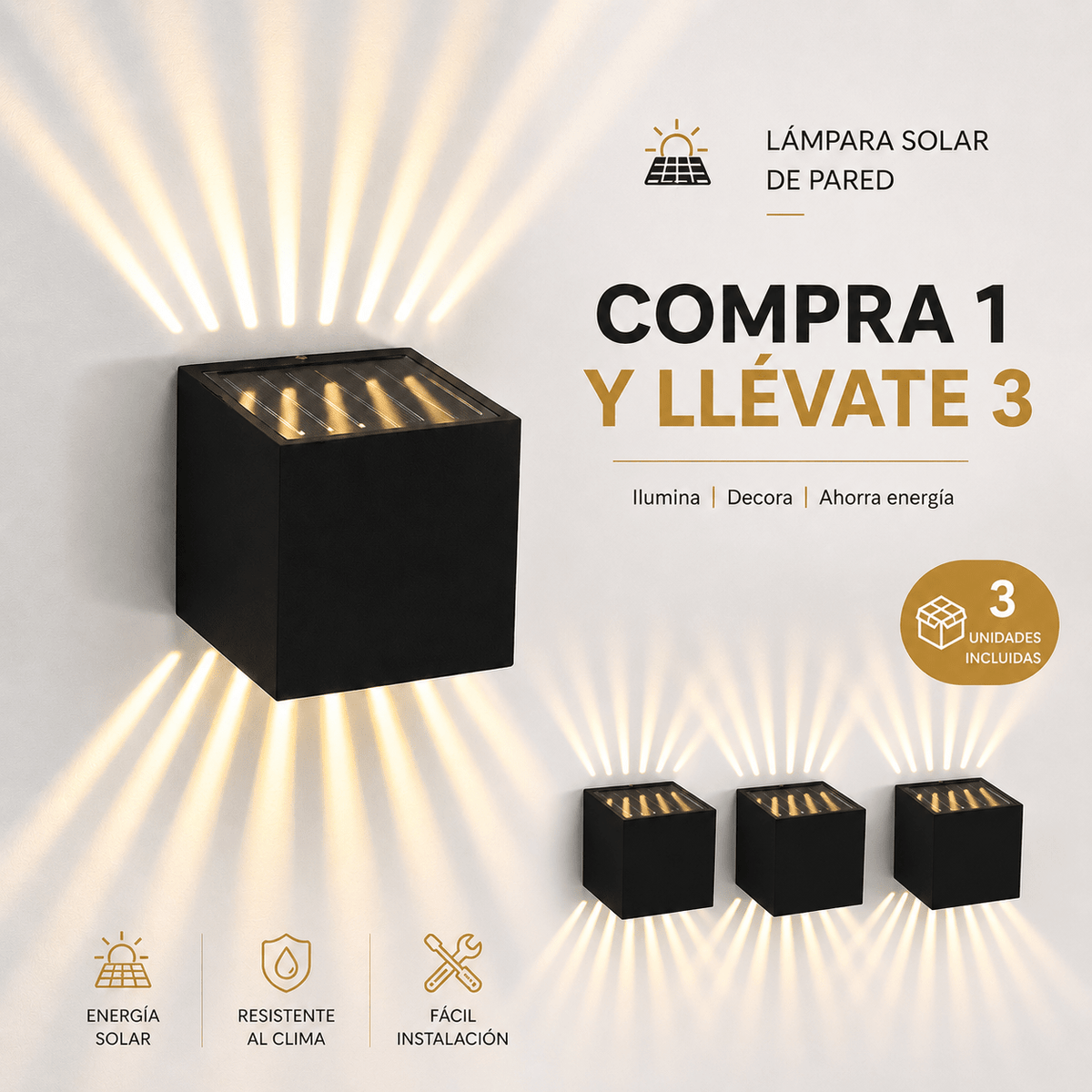 Lampada Solar de Pared Decorativa - Compre 1 y leve 3 - Minha loja