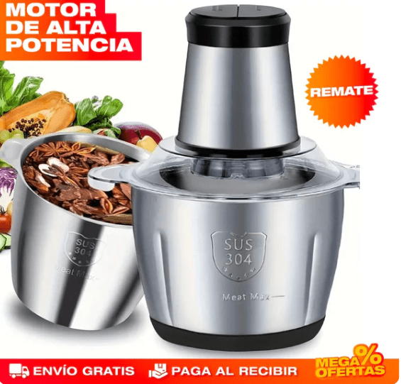 MOLINO PICADOR ELÉCTRICO ACERO INOXIDABLE 🔥2 LITROS🔥 (TAMAÑO GRANDE) - Minha loja