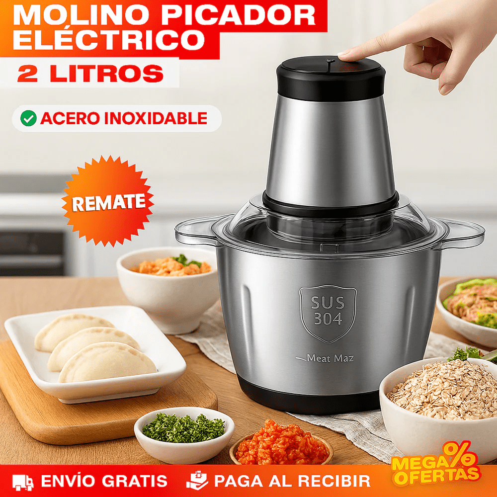 MOLINO PICADOR ELÉCTRICO ACERO INOXIDABLE 🔥2 LITROS🔥 (TAMAÑO GRANDE) - Minha loja