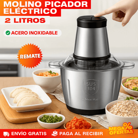 MOLINO PICADOR ELÉCTRICO ACERO INOXIDABLE 🔥2 LITROS🔥 (TAMAÑO GRANDE) - Minha loja